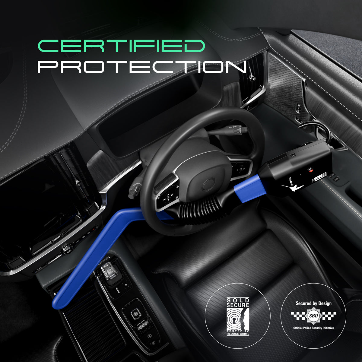 Stingray Keyless App-Enabled Anti-Theft Steering Wheel Lock – Gold Sold Secure & Police Approved