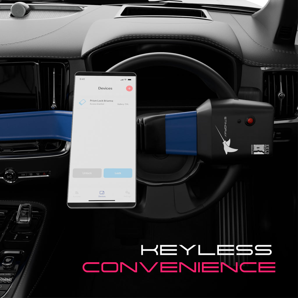 Stingray Keyless App-Enabled Anti-Theft Steering Wheel Lock – Gold Sold Secure & Police Approved